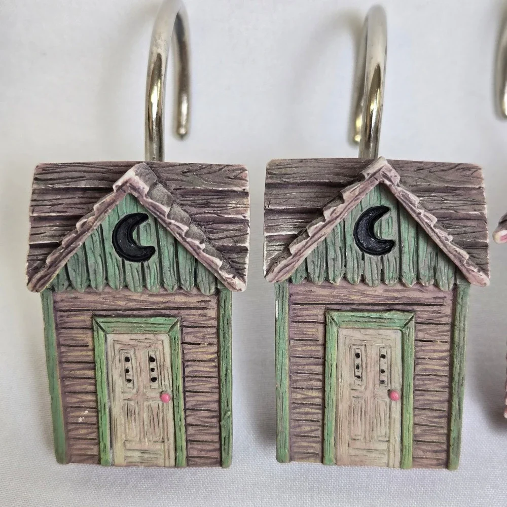Linda Spivey Rustic Country Outhouse Shower Curtain Hooks Set of 6 Resin Metal